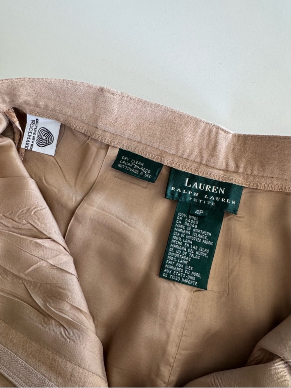 Woman’s Wool Pleated Tan Dress Pants - Picture 6 of 6